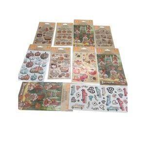 Crafter's Square Fall Autumn Sticker Sheets Lot Gnomes Pumpkins Trucks 10pk